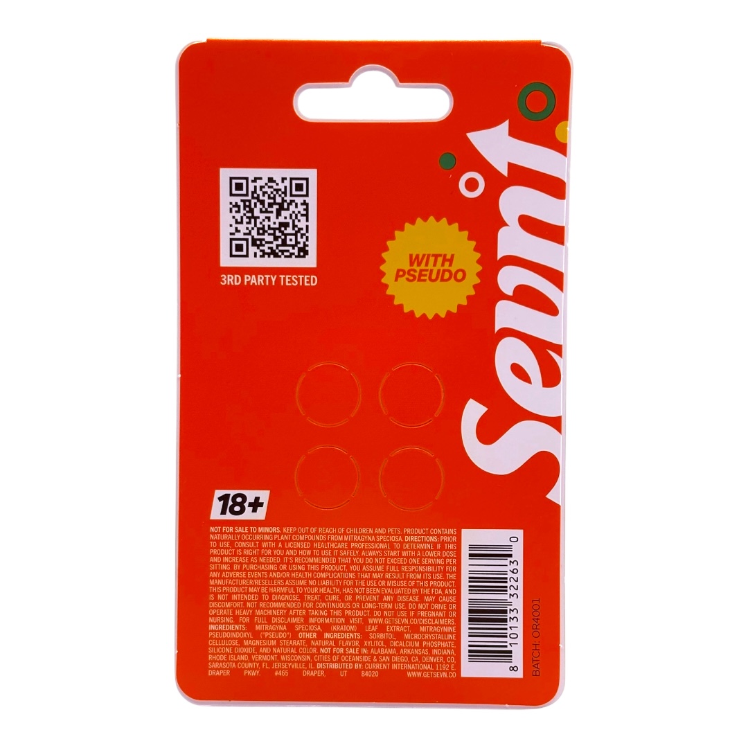 Back of package of SEVN 7-oh psuedo tablets