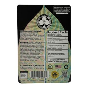 back of package of Club 13 Ultimate Kratom Extract Capsules 125 MIT x 2ct - Jade (Green Vein) (var 3)