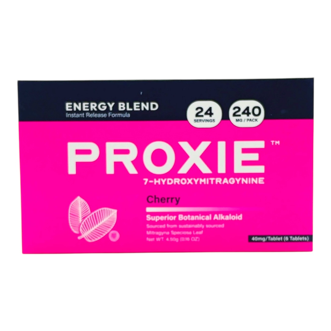 front of package of Proxie 7-OH Energy Blend Flavored Tablets 40mg - Strawberry, 6 Count (24 (Servings)