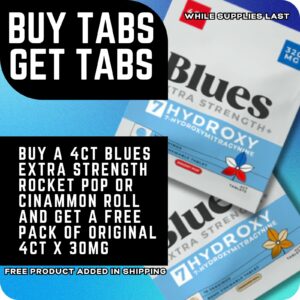 BLues Hero Blues Extra Strength Plus 7OH 80mg x 4ct Deal (Get Free Original 30mg x 4ct)