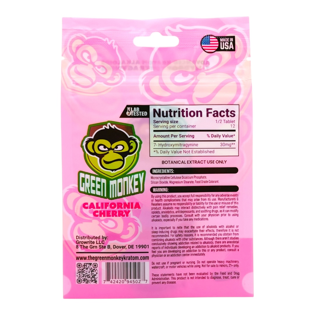 Green Monkey 7-OH Flavored Tablets 30mg x 6ct - Image 3