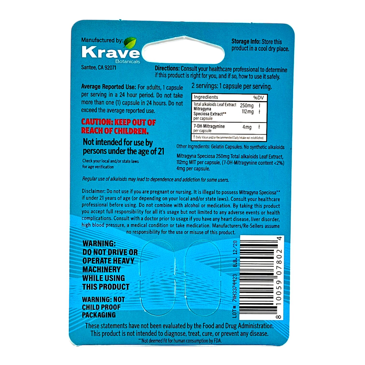 Krave Botanicals 7-OH Extract Capsules, 2ct - Image 3