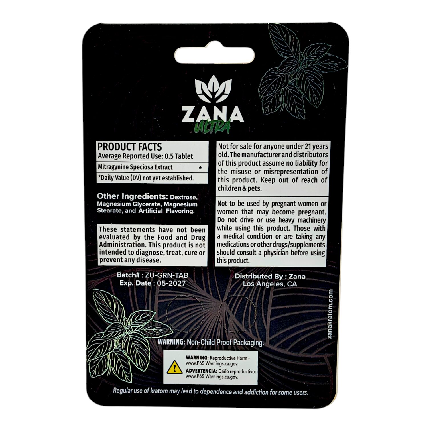 Zana Ultra Green Vein Tablets, 2ct - Image 2