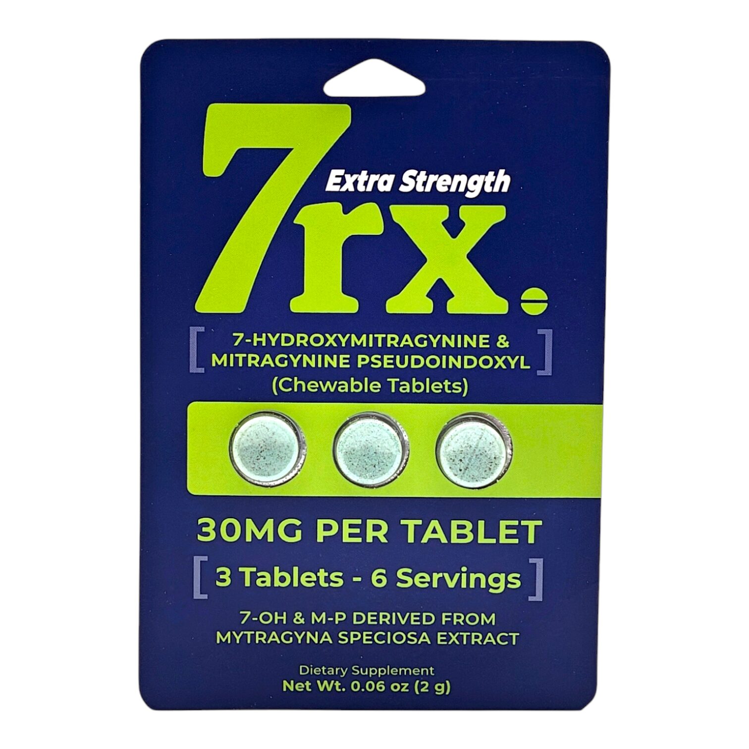 7rx Extra Strength Chewable 7-OH Tablets, 30mg x 3ct
