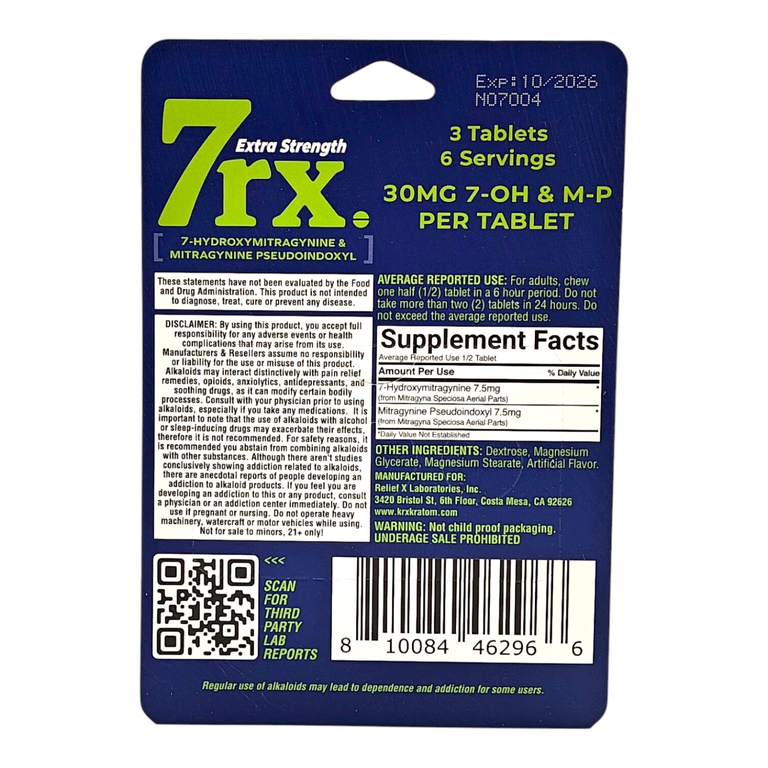 7rx Extra Strength Chewable 7-OH Tablets, 30mg x 3ct - Image 4