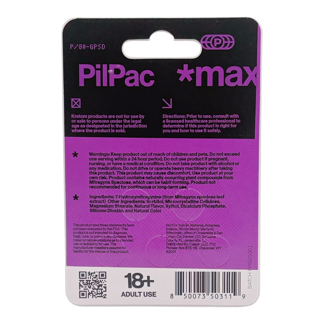 PilPac *Max Designer Alkaloids 7-OH Pure Extract Tablets 80mg x 5ct - Image 5