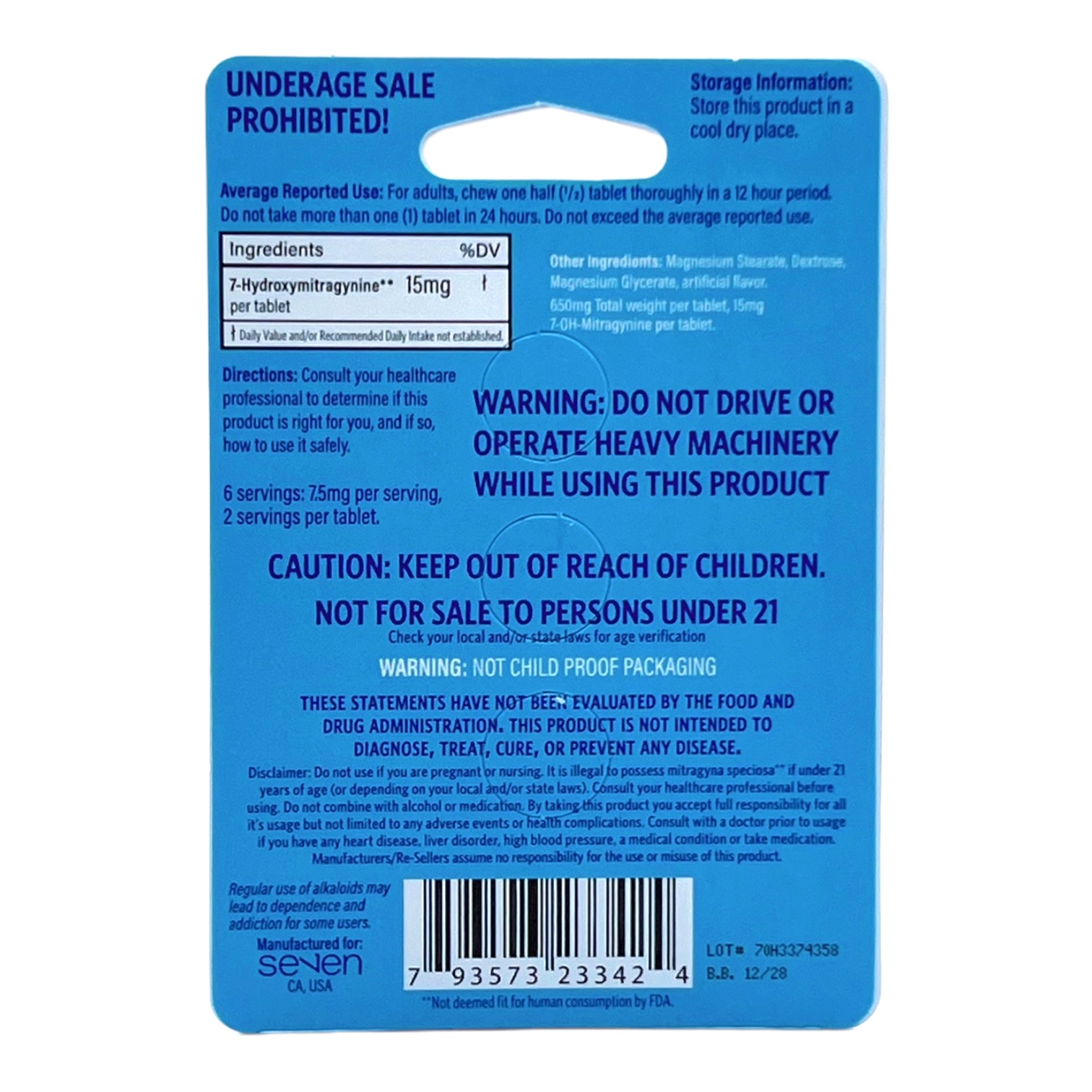 Se7en 7-Oh Kratom Tablets Lemon 15mg - Image 2