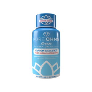 Pure OHMS Breeze 125mg Kratom 520mg Kava 2mg 7-OH Shot, 60mL